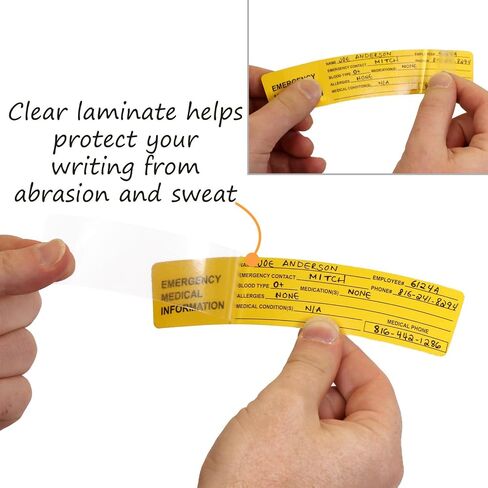 SmartSign Emergency Medical Information Hard Hat Label | 1.25" x 6" Self-Laminating, Pack of 5 in Saudi Arabia