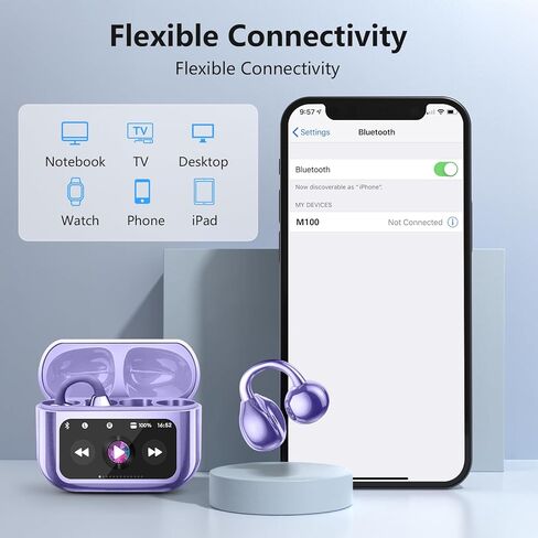 Open Ear Air Conduction Headphones Wireless Bluetooth Headphones with Digital Display Charging Case 48 Hours Playtime Sports Headphones with Earhooks for Workout Driving Walking with iPhone Android in Saudi Arabia