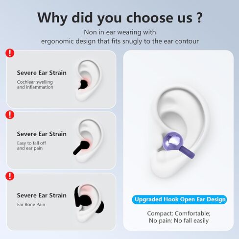 Open Ear Air Conduction Headphones Wireless Bluetooth Headphones with Digital Display Charging Case 48 Hours Playtime Sports Headphones with Earhooks for Workout Driving Walking with iPhone Android in Saudi Arabia