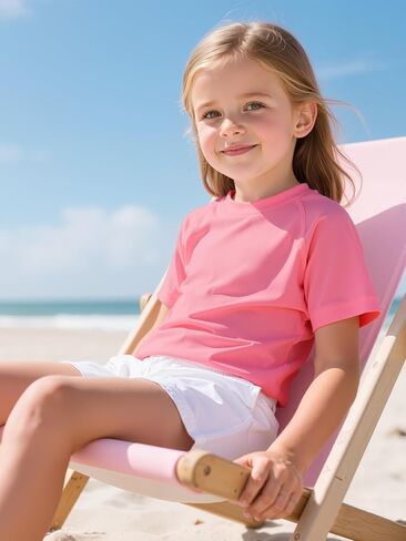 تي شيرت سباحة من Poroka 3 قطع للفتيات والأطفال الصغار بعامل حماية من الأشعة فوق البنفسجية 50+ Rashguard قصير الأكمام للسباحة في الهواء الطلق ملابس سباحة لركوب الأمواج in Kuwait