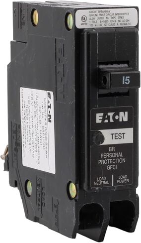 CUTLER-HAMMER BRP115GF 15 Amp Single Pole Circuit Breaker - GFCI Protection, 120/240V, Plug-On Neutral, UL Listed (1) in Saudi Arabia