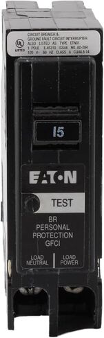 CUTLER-HAMMER BRP115GF 15 Amp Single Pole Circuit Breaker - GFCI Protection, 120/240V, Plug-On Neutral, UL Listed (1) in Saudi Arabia