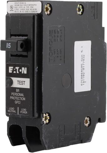 CUTLER-HAMMER BRP115GF 15 Amp Single Pole Circuit Breaker - GFCI Protection, 120/240V, Plug-On Neutral, UL Listed (1) in Saudi Arabia