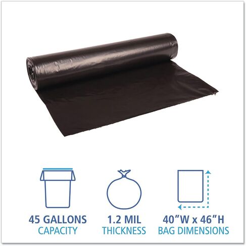 Boardwalk 517 SH-REGRE REPRO CAN LINERS ، 40 × 46 ، 45GAL ، 1.2 مليون ، أسود ، 10 حقيبة/لفة ، 10 لفة/CT in Saudi Arabia