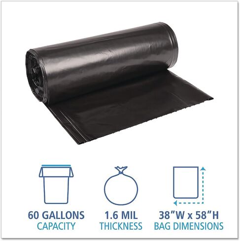 Boardwalk 523 Super Extra-Heavy Repro Can Liner, 38x58, 1.6 Mil, 60gal, Blk, 10 BG/RL, 10RL/CT in Saudi Arabia