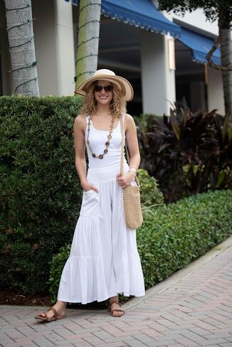Back From Bali Womens Boho Ruffle Wide Leg High Waist Palazzo Pants with Pockets in Kuwait