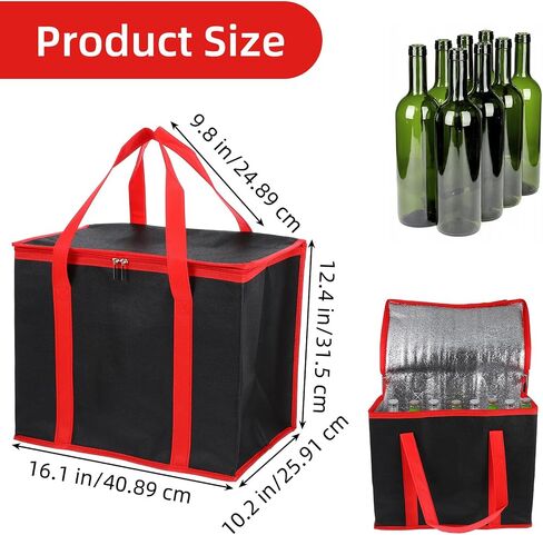 4 Pack Insulated Reusable Grocery Shopping Bags, X-Large Cooler Bag and Food Warmer, Collapsible Pizza Delivery Bags Cooler Totes with Zippered Top and Baseboard for Food Delivery, Heavy Duty in Saudi Arabia