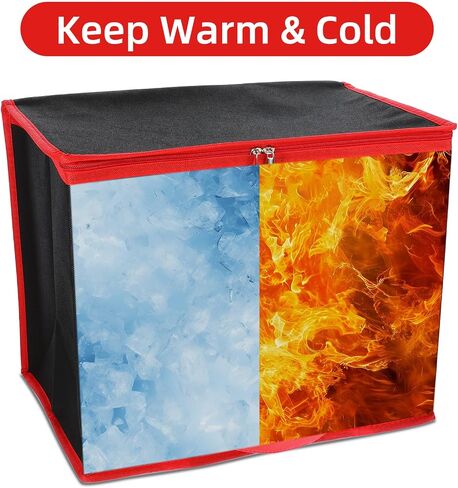 4 Pack Insulated Reusable Grocery Shopping Bags, X-Large Cooler Bag and Food Warmer, Collapsible Pizza Delivery Bags Cooler Totes with Zippered Top and Baseboard for Food Delivery, Heavy Duty in Saudi Arabia