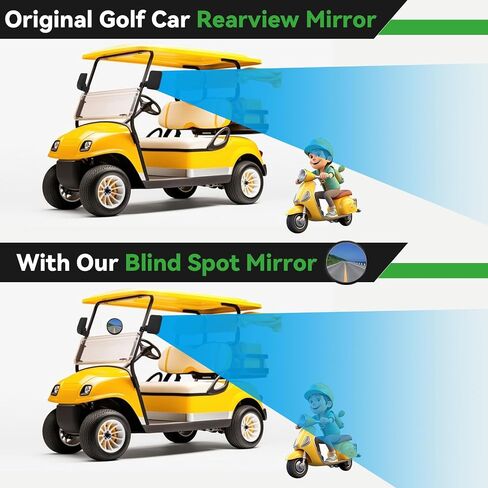 المرايا الجانبية لعربة الجولف لسيارة Ezgo Club Yamaha ، لا توجد مرايا عربة غولف عازلة الحفر مع مرايا SPOT مع مرايا البقعة العمياء ومقاطع الحجم 3 (قمم 0.75-1.25 بوصة مربعة) in Kuwait