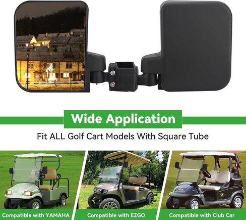 المرايا الجانبية لعربة الجولف لسيارة Ezgo Club Yamaha ، لا توجد مرايا عربة غولف عازلة الحفر مع مرايا SPOT مع مرايا البقعة العمياء ومقاطع الحجم 3 (قمم 0.75-1.25 بوصة مربعة) in Kuwait
