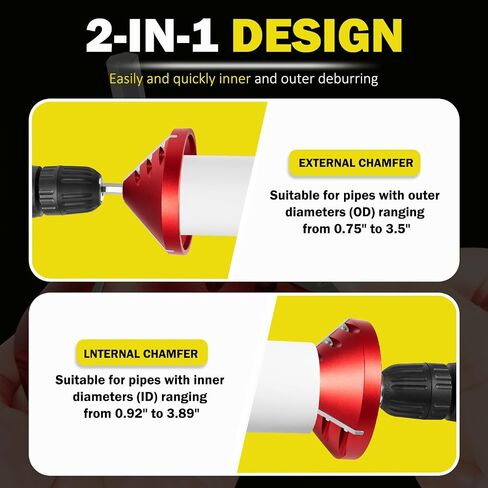 2 في 1 أداة deburring الأنبوب الداخلي ، أداة PVC Chamfer ، Chamfer Reamer ، أداة Pipe Deburring Reamer Plumbing Tool مقابل 0.75 "إلى 3.89" PVC ، CPVC ، ABS ، PP ، PE (OD FIT 0.75 "إلى 3.5" ، ID Fit 0.92 "" إلى 3.89 ") in Saudi Arabia