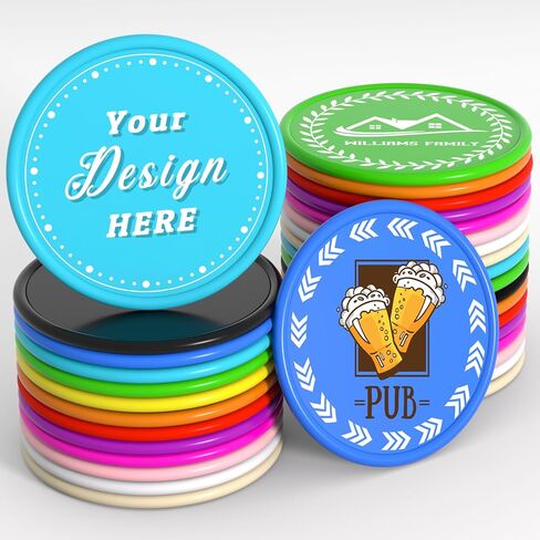 200-1000 Custom Plastic Poker Chips,Drink Chips,Personalized Your Own Logo, Image and Text, Double Sided Full Color Printing Custom Tokens For Bar, Events, Weddings, Business Card & Promotional Tokens in Saudi Arabia
