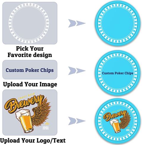 200-1000 Custom Plastic Poker Chips,Drink Chips,Personalized Your Own Logo, Image and Text, Double Sided Full Color Printing Custom Tokens For Bar, Events, Weddings, Business Card & Promotional Tokens in Saudi Arabia