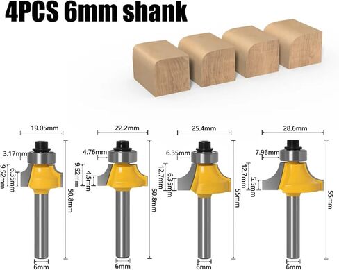 4PCS 6mm Shank Round End Milling Cutter(4PCS 6.35mm Shank) in Saudi Arabia