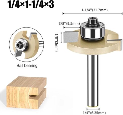 6mm 1/4in shank t-slot bit t milling cutter 1pcs (0.25inx31.7mmx8mm) in Saudi Arabia