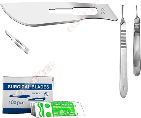200pcs Scalpel Blades No15 No 22 Plus Handle No 3 Plus Handle No 4 Suitable for Dermaplaning Cynamed in Saudi Arabia