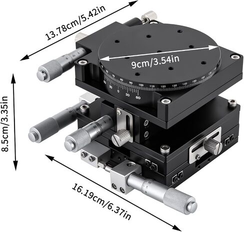 XYZR 4 AXIS 3.54 "x3.54" مرحلة تحديد المواقع الخطي اليدوي 90mmx90mm سبيكة الألومنيوم تحمل منصة ضبط in Saudi Arabia