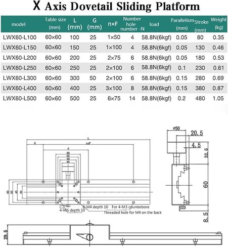 X Axis Groove Linear Sliding Table LWX60 Manual Discluction Stage Long Stroke Strike Platform LWX60-L-100-500mm (200mm) in Saudi Arabia