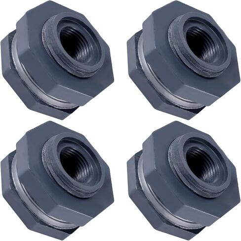 4pcs 1/2 بوصة موصل تركيب حاجز NPT ، محول تركيبات حاجز PVC مع 4 حشوات محول خرطوم حديقة لبرميل المطر خرطوم دلو. in Saudi Arabia
