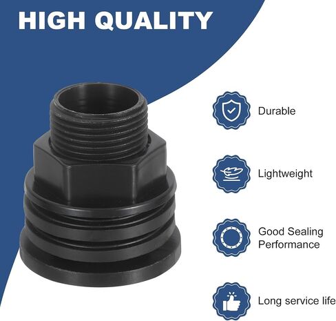 uxcell Bulkhead Fitting, 3/4" GHT x 1/2" Female Plastic Bulkhead Water Tank Connector for Garden Hose Adapter Water Tank Aquariums Pools, Black in Saudi Arabia