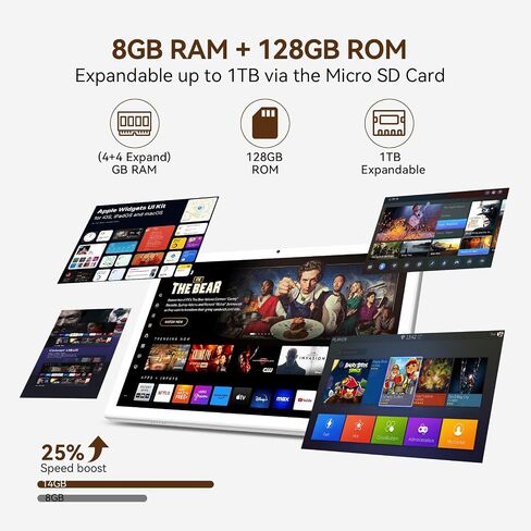 2025 Latest Android 14 Tablet, 10 Inch, 128GB+8GB+512GB Expandable, Octa-Core Processor, 2 in 1 with Keyboard Case Mouse, 7000mAh Battery, 5G WiFi, Dual Camera, BT5.0 in Saudi Arabia
