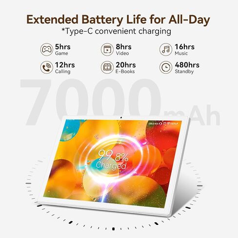 2025 Latest Android 14 Tablet, 10 Inch, 128GB+8GB+512GB Expandable, Octa-Core Processor, 2 in 1 with Keyboard Case Mouse, 7000mAh Battery, 5G WiFi, Dual Camera, BT5.0 in Saudi Arabia