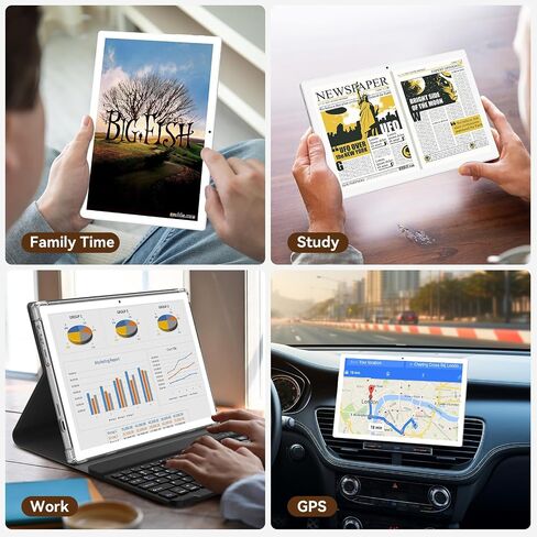 2025 Latest Android 14 Tablet, 10 Inch, 128GB+8GB+512GB Expandable, Octa-Core Processor, 2 in 1 with Keyboard Case Mouse, 7000mAh Battery, 5G WiFi, Dual Camera, BT5.0 in Saudi Arabia