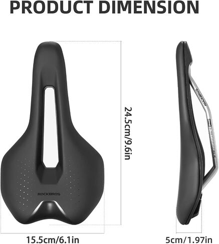 ROCKBROS Bike Seat, Comfortable Bike Seat Cushion for Men Women，Lightweight Adjustable Bicycle Seat with Ventilation & Shock-Absorbing, Waterproof Bike Saddle for Road/Indoor Bikes in Saudi Arabia
