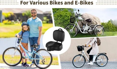 مقعد الدراجة مع مسند الظهر ، مقعد دراجة عريض إضافي مع دعم الظهر ، مقعد الدراجات للغاية مع سرج PU سرج مبطن لدراجة الجبال الإلكترونية ثلاثية الثلاثية ، ويشمل أدوات التثبيت in Kuwait