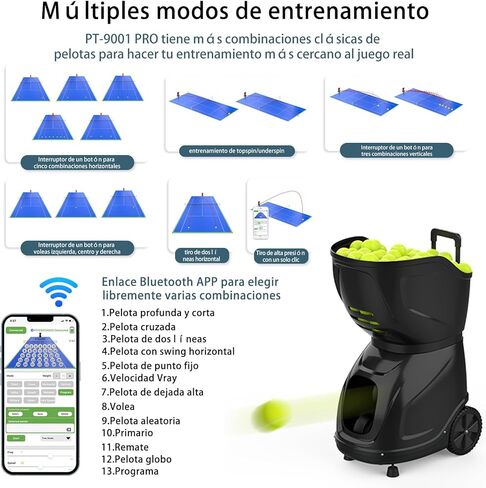 PT-9001Pro Tennis Ball Machine - Professional Tennis Server with APP Control, 35 Landing Points & Variable Speed, Portable Auto Ball Launcher with Extended Battery Life (7-10H Runtime) in Kuwait