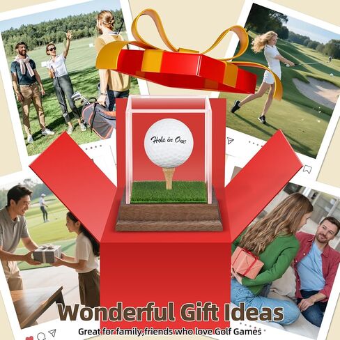 Golf Ball Display Case Hole in One Golf Ball Display Case Walnut Wood Base Acrylic Golf Ball Holder Display Uv Protection Golfball Stand,Golf Office Decor Gifts for Men in Saudi Arabia