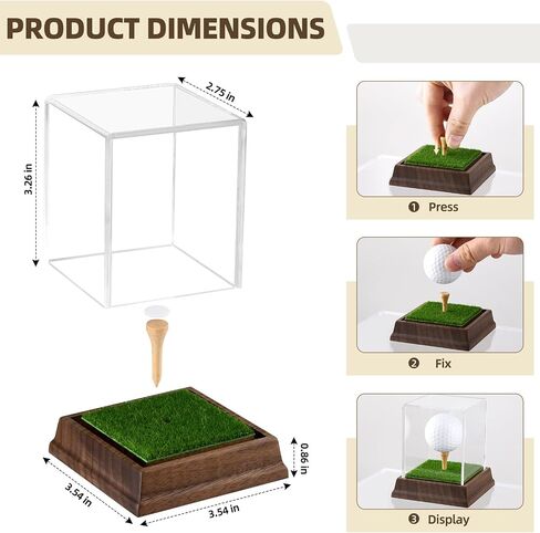 Golf Ball Display Case Hole in One Golf Ball Display Case Walnut Wood Base Acrylic Golf Ball Holder Display Uv Protection Golfball Stand,Golf Office Decor Gifts for Men in Saudi Arabia