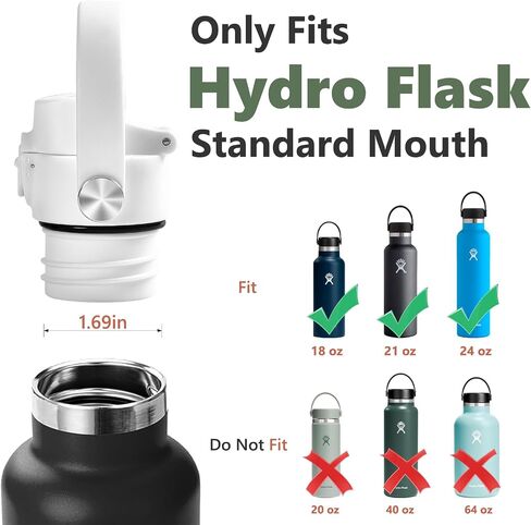 غطاء تلقائي للوجه لزجاجة الفم القياسية قارورة المائية ، غطاء صنبور لزجاجة الفم الضيقة Hydroflask ، غطاء بديل مع قفل زر in Kuwait