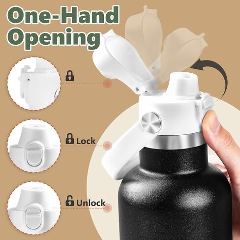 غطاء تلقائي للوجه لزجاجة الفم القياسية قارورة المائية ، غطاء صنبور لزجاجة الفم الضيقة Hydroflask ، غطاء بديل مع قفل زر in Kuwait