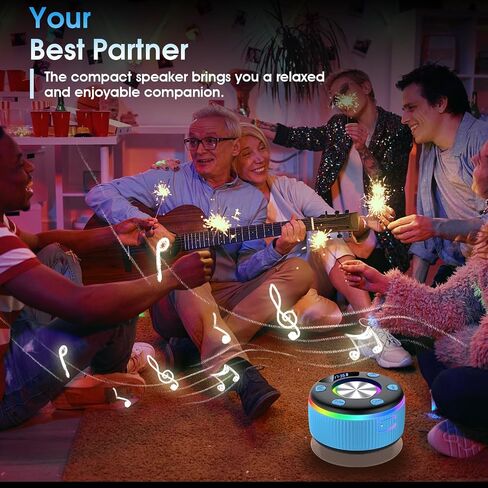مكبر صوت Bluetooth دش ، Bluetooth 5.3 مكبرات صوت محمولة لاسلكية مع عرض الوقت ، مكبرات صوت مقاومة للماء IP7 مع ضوء RGB ، كوب شفط ، مكبر صوت استريو صغير لحمام الحمام في الهواء الطلق ، رمادي in Kuwait