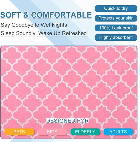 وسادات سرير قابلة للغسل Outcreator® 34 "× 56" (حزمة من 2) ، واقي مرتبة سلس ، ومواد مضادة للانزلاق للماء للبالغين الحيوانات الأليفة المسنين ، والامتصاص ووسادات الترشيح القابلة لإعادة الاستخدام (الأزرق الداكن) in Kuwait