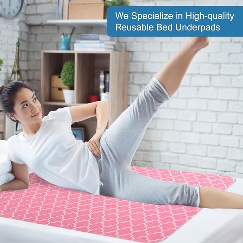 وسادات سرير قابلة للغسل Outcreator® 34 "× 56" (حزمة من 2) ، واقي مرتبة سلس ، ومواد مضادة للانزلاق للماء للبالغين الحيوانات الأليفة المسنين ، والامتصاص ووسادات الترشيح القابلة لإعادة الاستخدام (الأزرق الداكن) in Kuwait