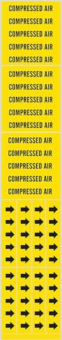 Brady 7058-3C-PK, Compressed AIR Pipe Marker with Arrows Black on Yellow 3 per Card, 5 PK, Legend 'Compressed AIR' in Saudi Arabia