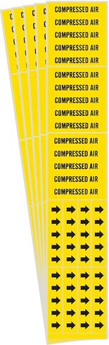 Brady 7058-3C-PK, Compressed AIR Pipe Marker with Arrows Black on Yellow 3 per Card, 5 PK, Legend 'Compressed AIR' in Saudi Arabia