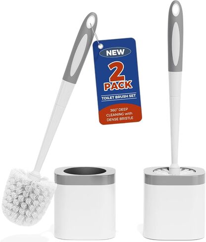 Toilet Brush, 2 Pack Toilet Brush and Holder Set Bathroom Accessories, Toilet Bowl Brush and Holder for Bathroom, White in Kuwait