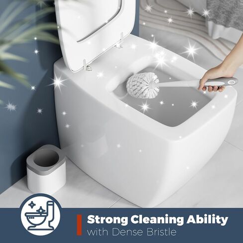 Toilet Brush, 2 Pack Toilet Brush and Holder Set Bathroom Accessories, Toilet Bowl Brush and Holder for Bathroom, White in Kuwait