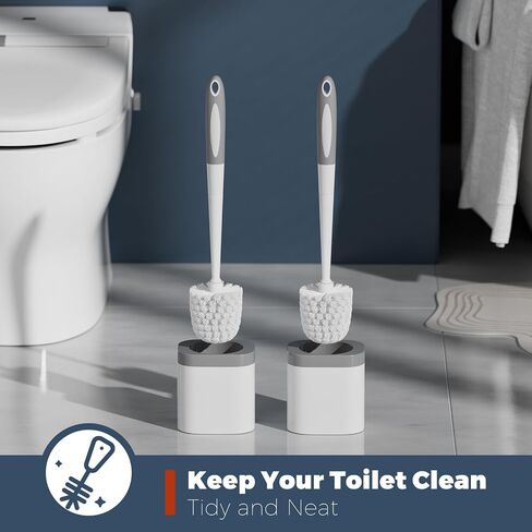 Toilet Brush, 2 Pack Toilet Brush and Holder Set Bathroom Accessories, Toilet Bowl Brush and Holder for Bathroom, White in Kuwait