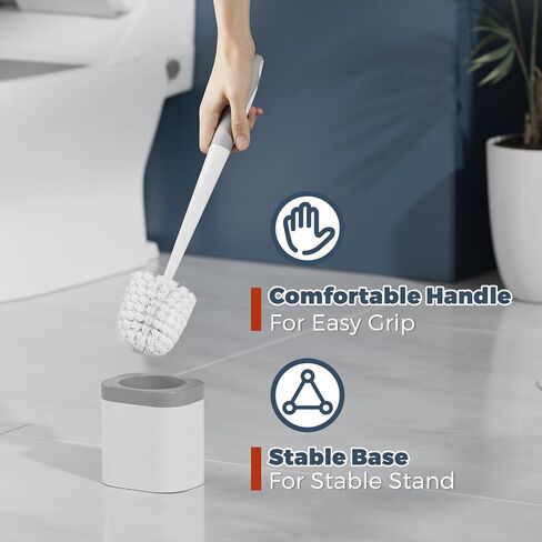 Toilet Brush, 2 Pack Toilet Brush and Holder Set Bathroom Accessories, Toilet Bowl Brush and Holder for Bathroom, White in Kuwait