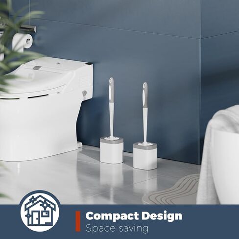 Toilet Brush, 2 Pack Toilet Brush and Holder Set Bathroom Accessories, Toilet Bowl Brush and Holder for Bathroom, White in Kuwait