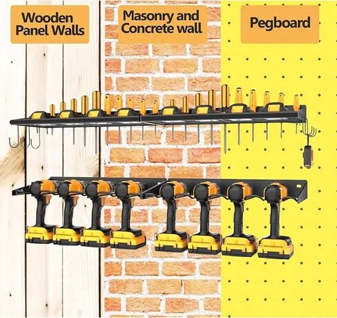 Power Tool Organizer, Iron Wall Mount Drill Holder Strong Load Bearing Storage Rack for Garage, Tool Room, Workshop, Garage Organization Utility Rack in Saudi Arabia