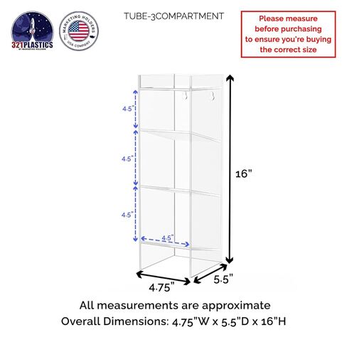 رف أنبوب صافي أكريليك 9 مقصورة 11.5 "W x 5.5" D X 16 "H حائط مع أجهزة معلقة أو عيادات كونترتوب المستشفيات صناعة المواد الغذائية والصيدلانية من قبل أصحاب التسويق in Kuwait