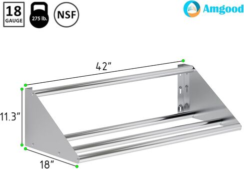 AmGood 42 in. Stainless Steel Tubular Glass Rack Shelf. Holds 2 Dish Racks. NSF. in Kuwait
