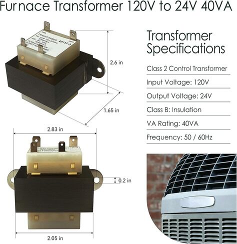 4011F-3 120V إلى 24V محول ، متوافق مع Trane 40VA HVAC FURNACE Transformers ، محول من 120 إلى 24 فولت لأجزاء فرن Trane ، يحل محل TRR01729 TRR1729 TRR00784 TRR0784 مع جبل القدم in Kuwait