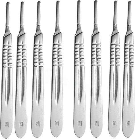 Scalpel Handle Flat Design, Plain with Grip Grooves - Stainless Steel Scalpel Handle - for Taxidermy, Crafts, Wood Carving, Wax Carving, and More. Blades Not Included (10, Handle #4) in Saudi Arabia