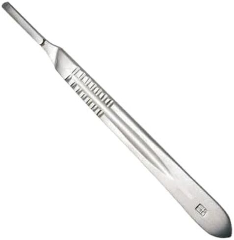 Scalpel Handle Flat Design, Plain with Grip Grooves - Stainless Steel Scalpel Handle - for Taxidermy, Crafts, Wood Carving, Wax Carving, and More. Blades Not Included (10, Handle #4) in Saudi Arabia